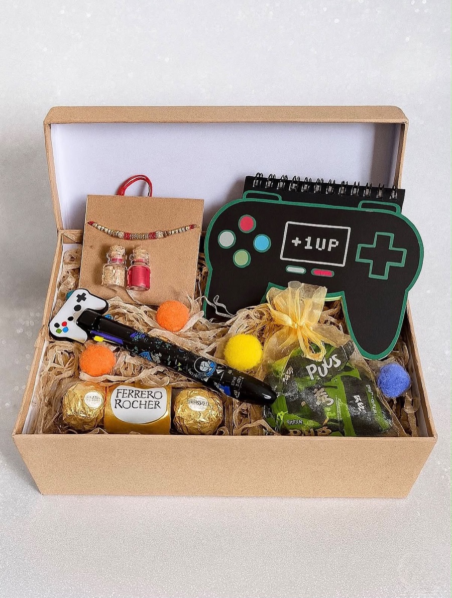 Decorative Rakhi presented with ritual essentials