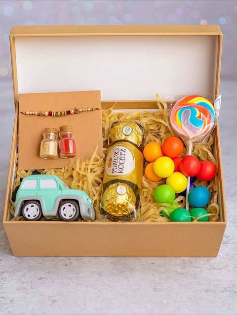 Colourful Rakhi gift box for a younger brother