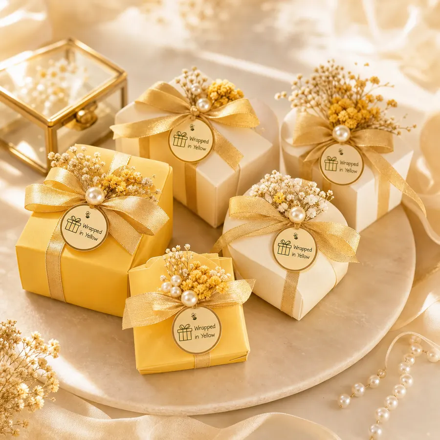 Wrapped in Yellow gift favours